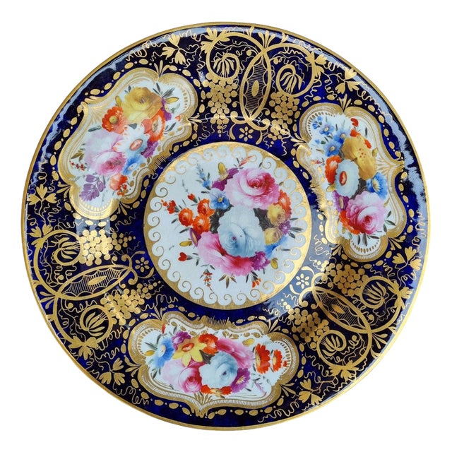 Antique Early Coalport Botanical Porcelain Display Plate, 1820 For Sale