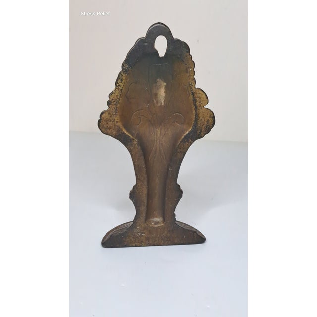 Metal Antique Cast Iron Flower Basket Doorstop #1403 Original Polychrome Paint 8.75" For Sale - Image 7 of 13