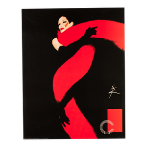 Fashion Poster Rene Gruau "Rouge Et Noir" 1990 Original on Linen