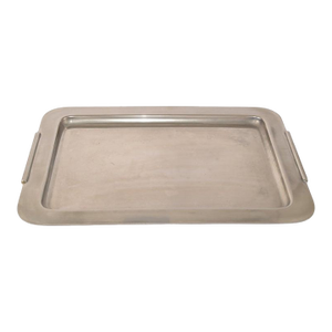 1980s Silver Plated Art Deco Style Platter Sering Tray by Laslo for Towle Italy