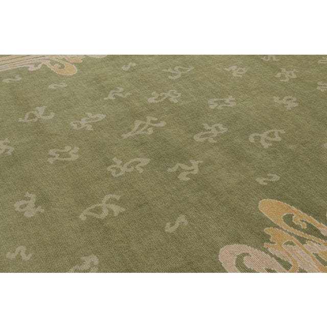 Rug & Kilim Rug & Kilim's Guimard Art Nouveau Inspired Rug, Green With Elegant Floral Frame For Sale - Image 4 of 9