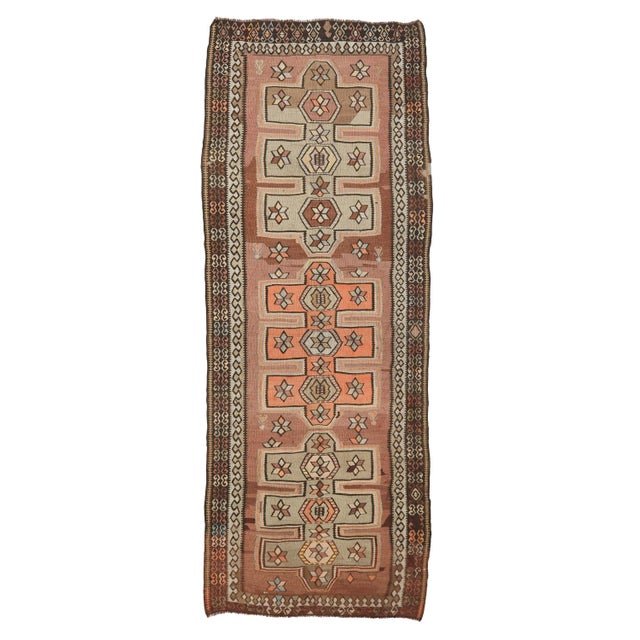 Textile Mid 20th Century Vintage Decorative Kars Kilim Rug For Sale - Image 7 of 7