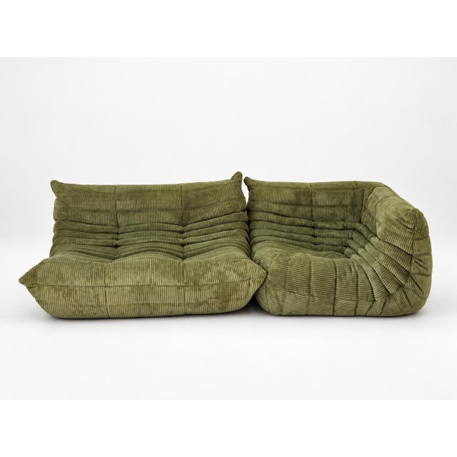 Olive Togo 2-Seater Sofa and Corner Seat by Michel Ducaroy for Ligne Roset, 2019, Set of 2 For Sale - Image 18 of 18