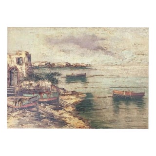 Alberto Corsini, On the Beach near Naples, Oil Painting on Canvas For Sale
