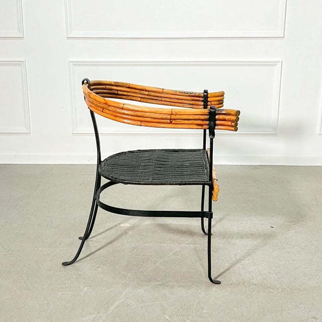 1960's Modern Sculptural Bent Bamboo and Iron Armchair For Sale - Image 4 of 9