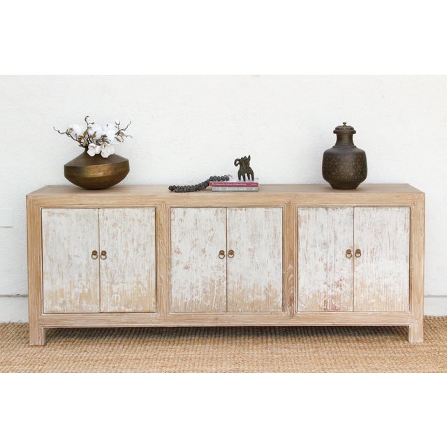 Long Rustic Chic Bleached and Whitewashed Asian Sideboard For Sale - Image 11 of 11
