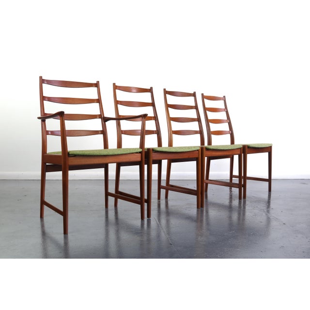Brown Set of 4 Mid Century Danish Modern Contoured Ladder Back Dining Chairs in Teak by Torbjorn Afdal for Vamo For Sale - Image 8 of 8