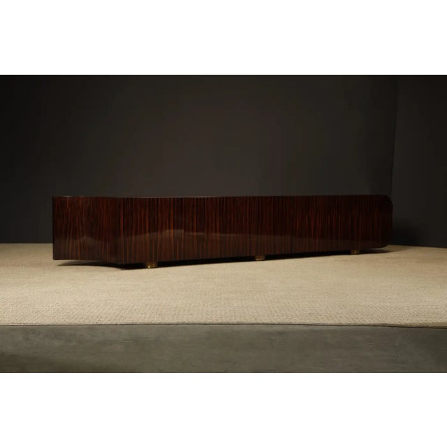 Monumental Macassar and Brass Credenza by Leon Rosen for Johnny Carson, C 1970 For Sale In Los Angeles - Image 6 of 18