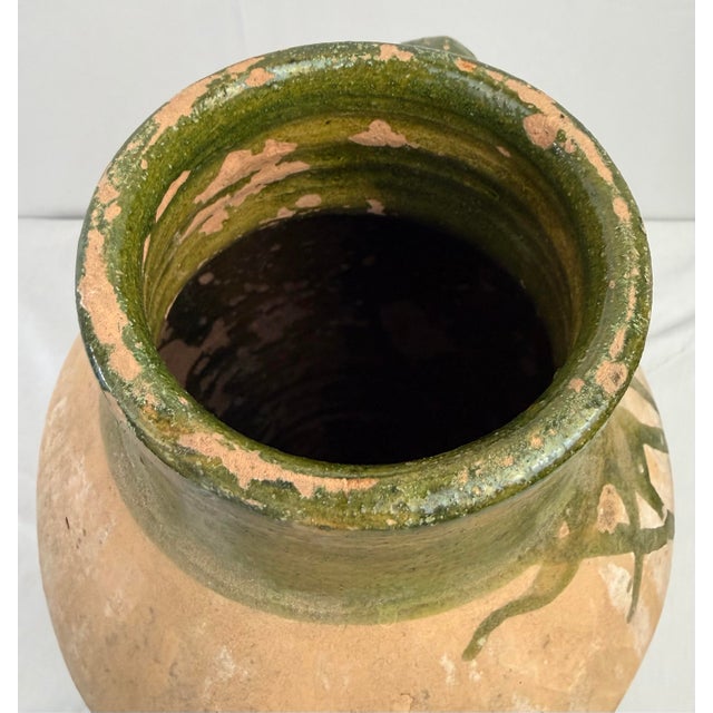 Mid 20th Century Turkish Terracotta Oil Jar With Green Glaze – Rustic Mediterranean Vessel For Sale In Greensboro - Image 6 of 7