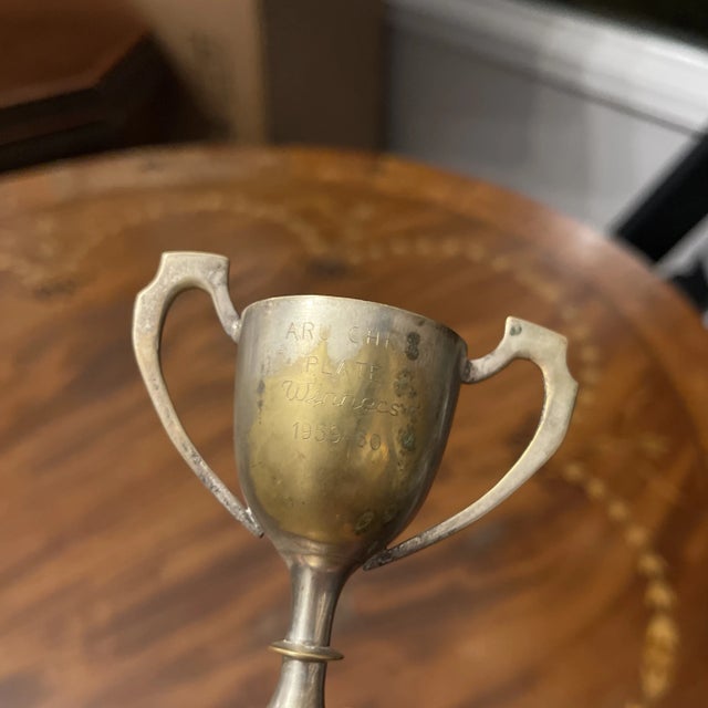 Traditional Vintage Silverplated Loving Cup Trophy For Sale - Image 3 of 3