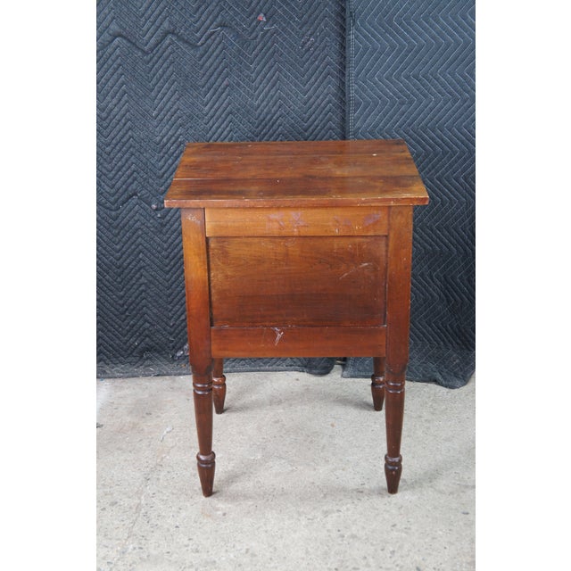 Antique Early American Cherry Three Drawer Silver Chest Side Table Stand 31" For Sale - Image 9 of 14
