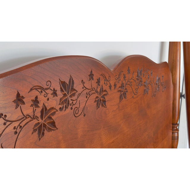Rustic Vintage Solid Maple 4 Poster Bed Frame For Sale - Image 3 of 4