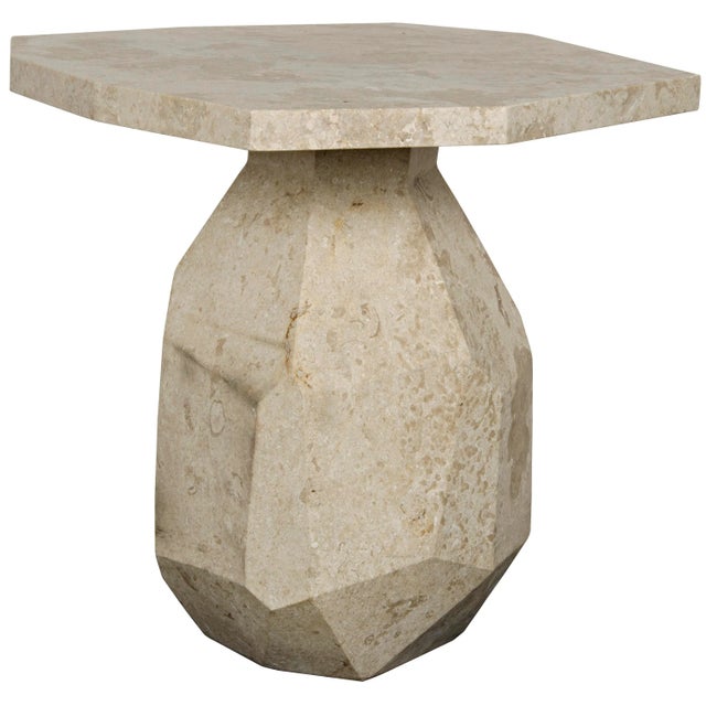 NOIR Polyhedron Side Table, White Marble For Sale In Los Angeles - Image 6 of 7