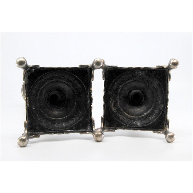 Silver Candlesticks with Turned and Engraved Shafts, Set of 2 For Sale - Image 5 of 10