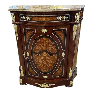 1980s French Louis XV Style Copper Marble Cabinet