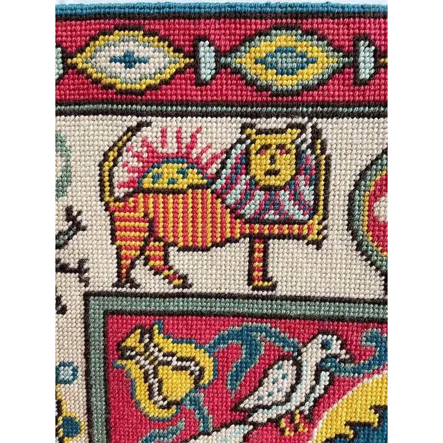 Antique White Vintage Needlepoint Wall Hanging For Sale - Image 8 of 9