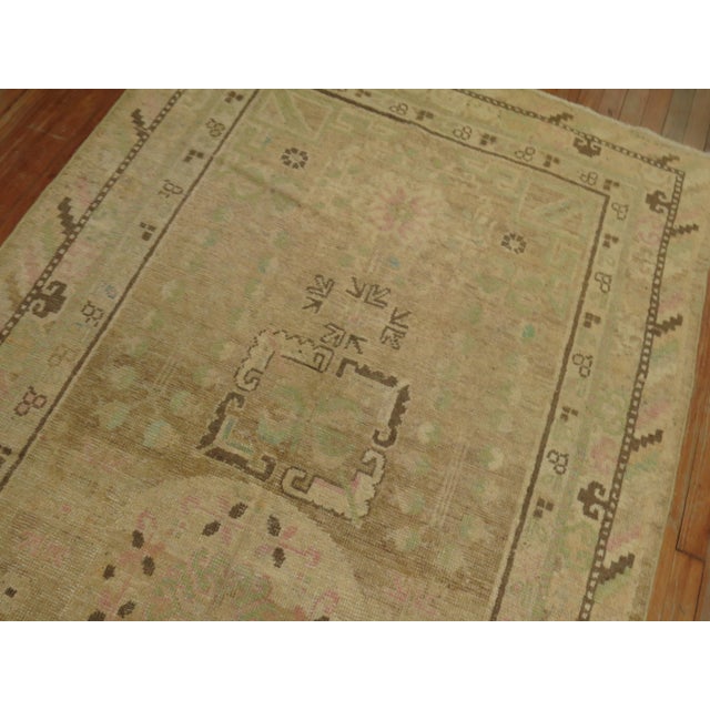 Pastel Antique Khotan Rug with Camel Background For Sale - Image 9 of 18