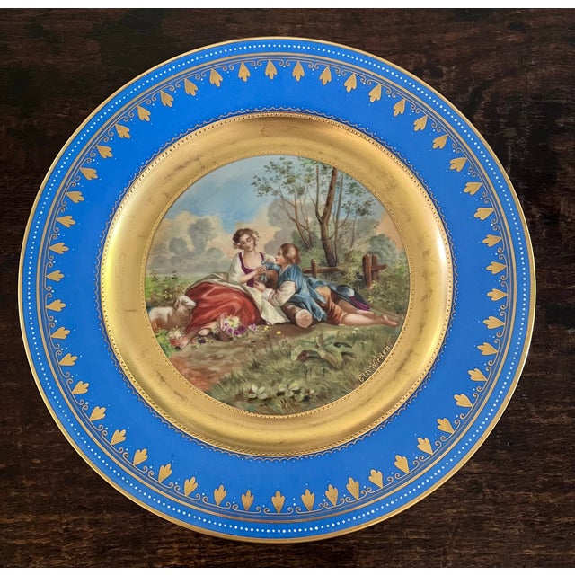 Early 20th Century Antique 19th C. Royal Vienna Style 10.5" Cobalt & Gilt Signed Cabinet Plates - Set of 6 For Sale - Image 5 of 18