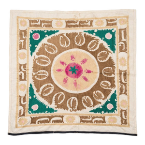 Boho Neutral Tan Suzani From Tashkent