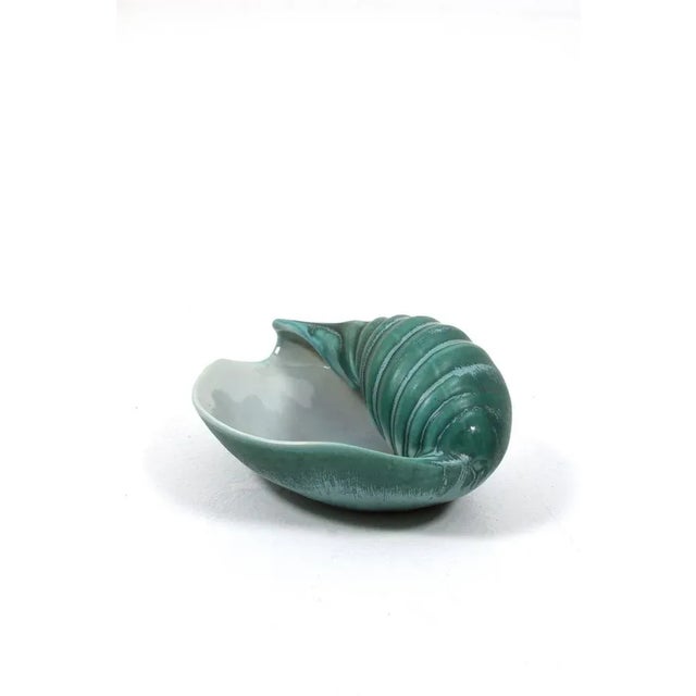 Green Ceramic Seashell Bowl by Ewald Dahlskog for Bo Fajans, 1940s For Sale - Image 8 of 8
