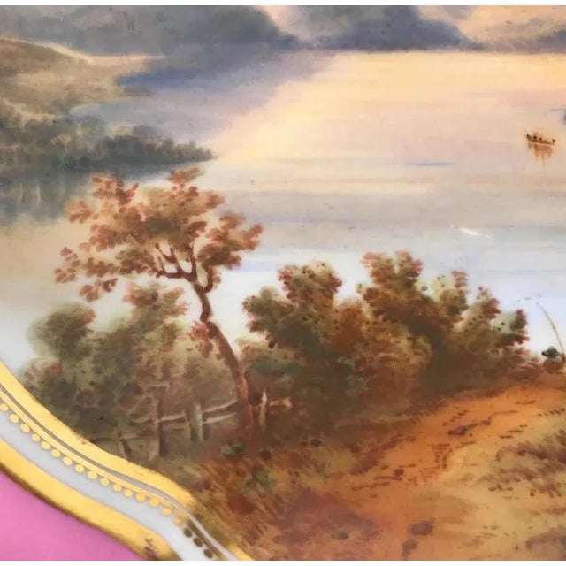 Pink Pair of 19th Century Antique English Hand Painted Porcelain Compotes For Sale - Image 8 of 13