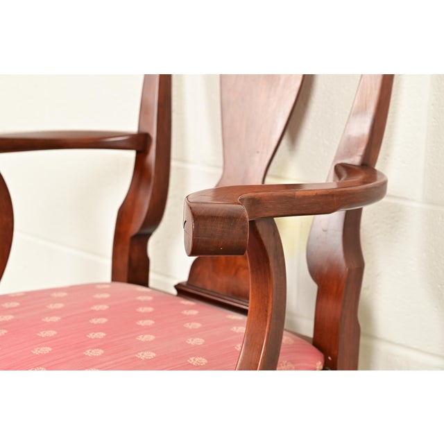 Henkel Harris Queen Anne Solid Cherry Wood Dining Chairs, Set of Eight For Sale - Image 10 of 14