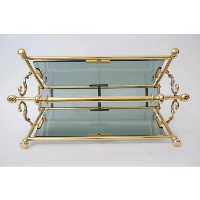 Mid 20th Century Maison Baguès Magazine Rack Brass & Smoke Glass For Sale - Image 5 of 11