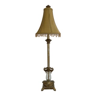 1980s Cracked Glass Candlestick Style Table Lamp For Sale