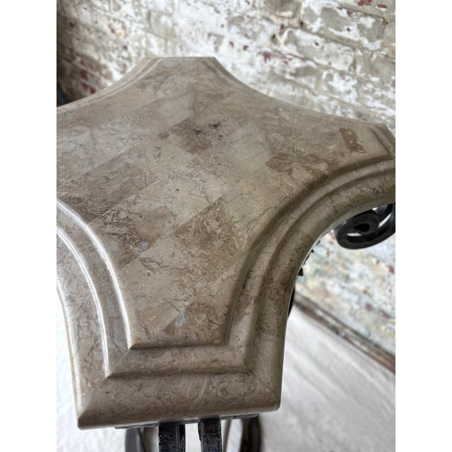 1950s Vintage Marble Top Iron Pedestal Column For Sale - Image 5 of 10