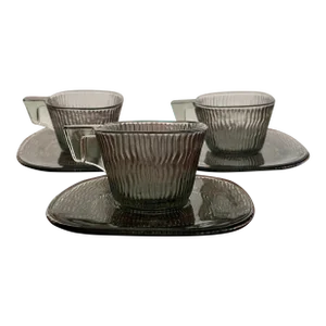 Vintage Grey Textured Expresso Mugs Set- 6 Pieces