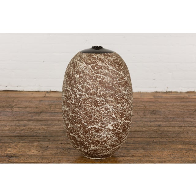 Prem Collection Artisan Vase or Object with Hand Painted Dripping Décor For Sale - Image 4 of 12