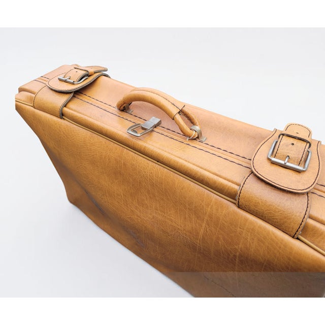 Tan Lamb Leather Suitcases, Italy, 1950s, Set of 2 For Sale - Image 16 of 18