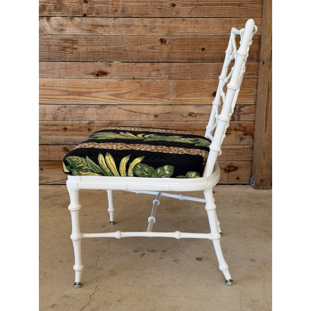 Mid 20th Century Vintage Regency Phyllis Morris Faux Bamboo Lattice Lounge Chair For Sale - Image 5 of 10