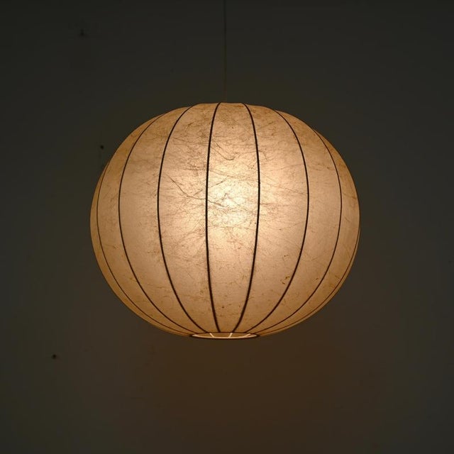 Large Beige Round Cocoon Pendant Light by Achille Castiglioni for Flos, 1960s For Sale - Image 6 of 14