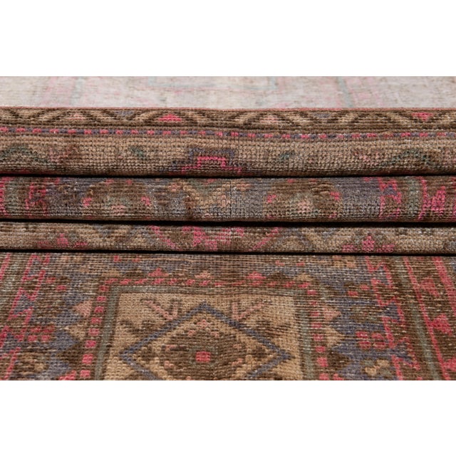 Vintage Malayer Persian Handmade Tan Medallion Wool Runner For Sale - Image 9 of 12