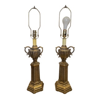 Vintage Urn Shaped Table Lamp Pair 2 For Sale