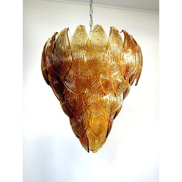 Mid-Century Modern Murano Felci Chandelier 52 Amber Glass For Sale - Image 3 of 5