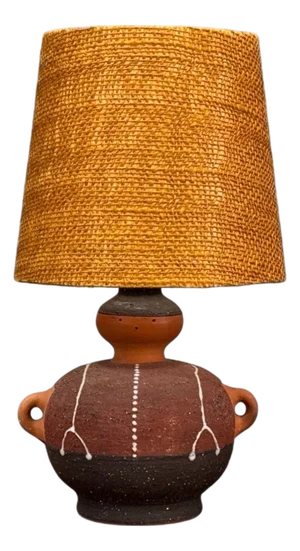 Thomas Hellström, Swedish Modern, Ceramic, Fabric, Table Lamp, Sweden, 1970s