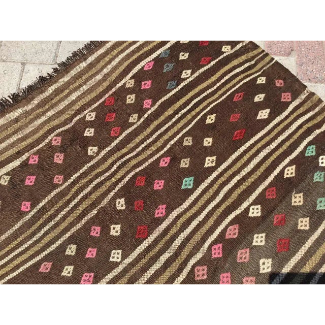 Vintage Brown Kilim Rug - 55.5" X 69" For Sale - Image 4 of 11