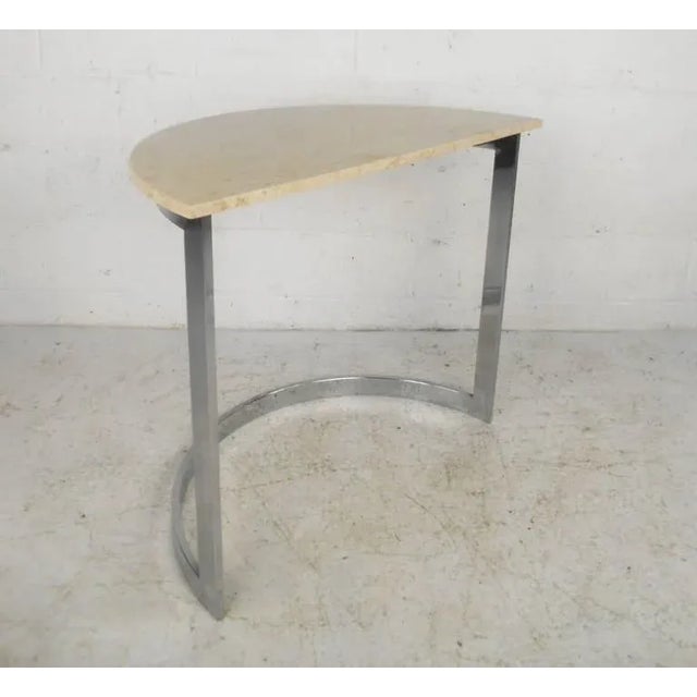 1970s Mid-Century Milo Baughman Style Marble Side Table For Sale - Image 5 of 5