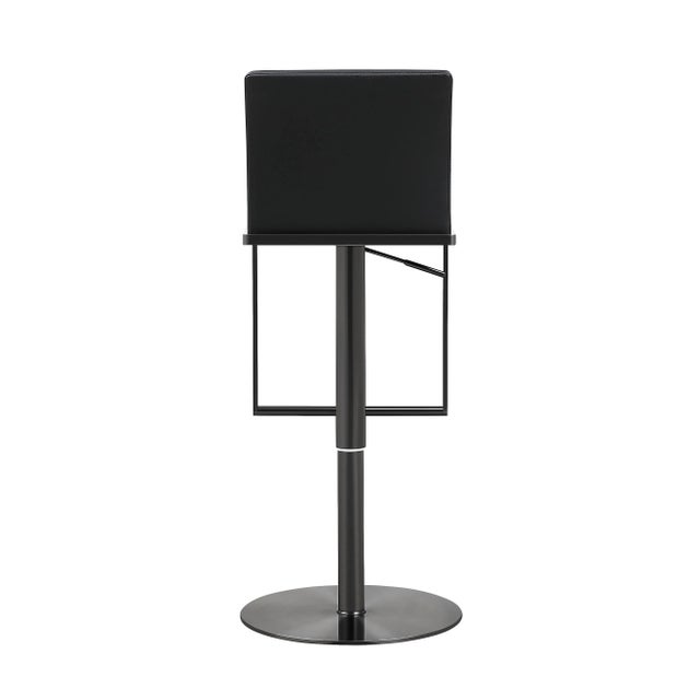 Amalfi Black on Black Steel Adjustable Bar Stool For Sale - Image 4 of 10