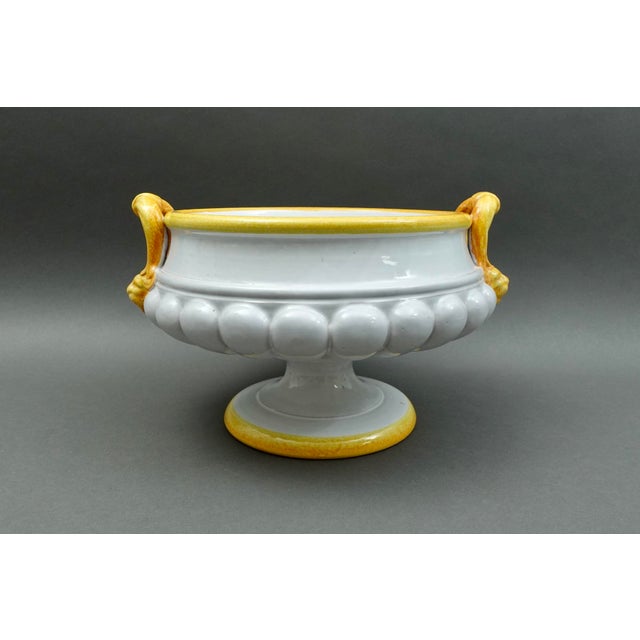 Mid 20th Century Large Fortunata Italy Handmade Pottery Centerpiece Pedestal Compote Bowl Lion's For Sale - Image 4 of 11