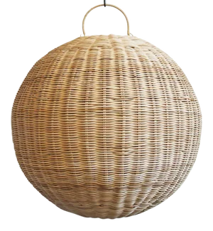 Raw Rattan Contemporary Coastal Globe Pendant Light Large