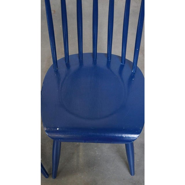 Blue Blue Wooden Dining Chairs, 1960s, Set of 3 For Sale - Image 8 of 13