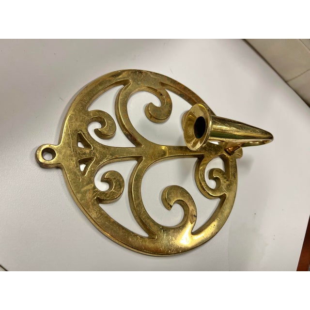 Vintage Circular Brass Wall Candle Scone For Sale In West Palm - Image 6 of 8