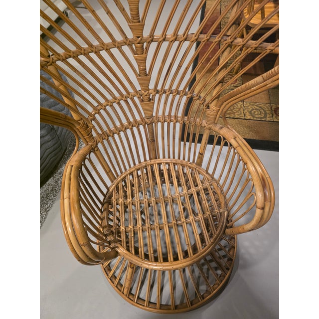 1960s Rattan Peacock Chair, Circa 1960s, Attributed to Gio Ponti and Lio Carminati For Sale - Image 5 of 8