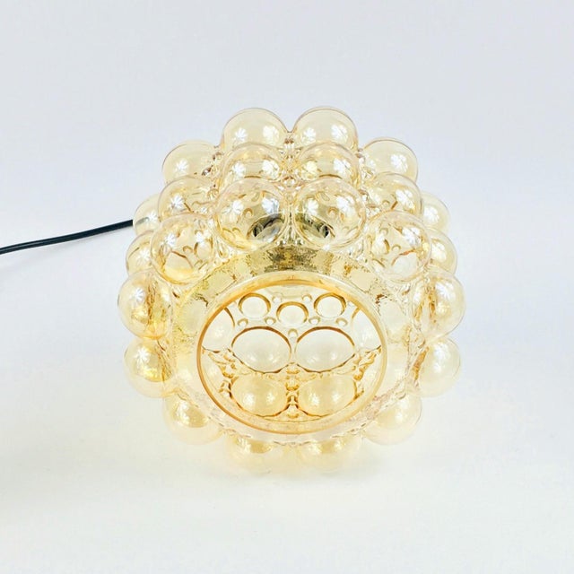 Gold Mid-Century Space Age Amber Bubble Glass Pendant Light by Helena Tynell for Limburg, Germany, 1970s For Sale - Image 8 of 11