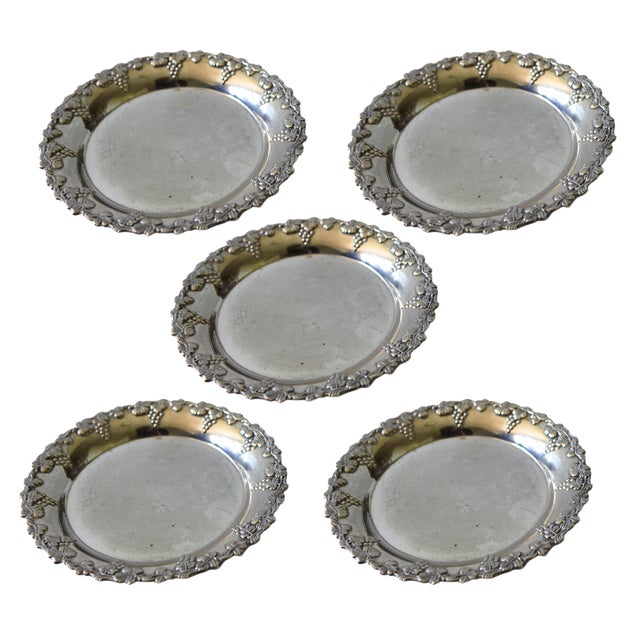 Silver-Plated Coasters, Sweden, 1900s, Set of 5 For Sale