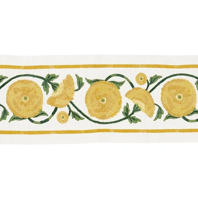 Schumacher Sample- Schumacher Saranda Flower Embroidery Tape in Marigold For Sale - Image 4 of 4