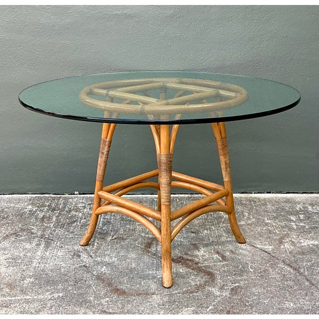 Late 20th Century Vintage Bent Rattan Dining Table For Sale - Image 5 of 12
